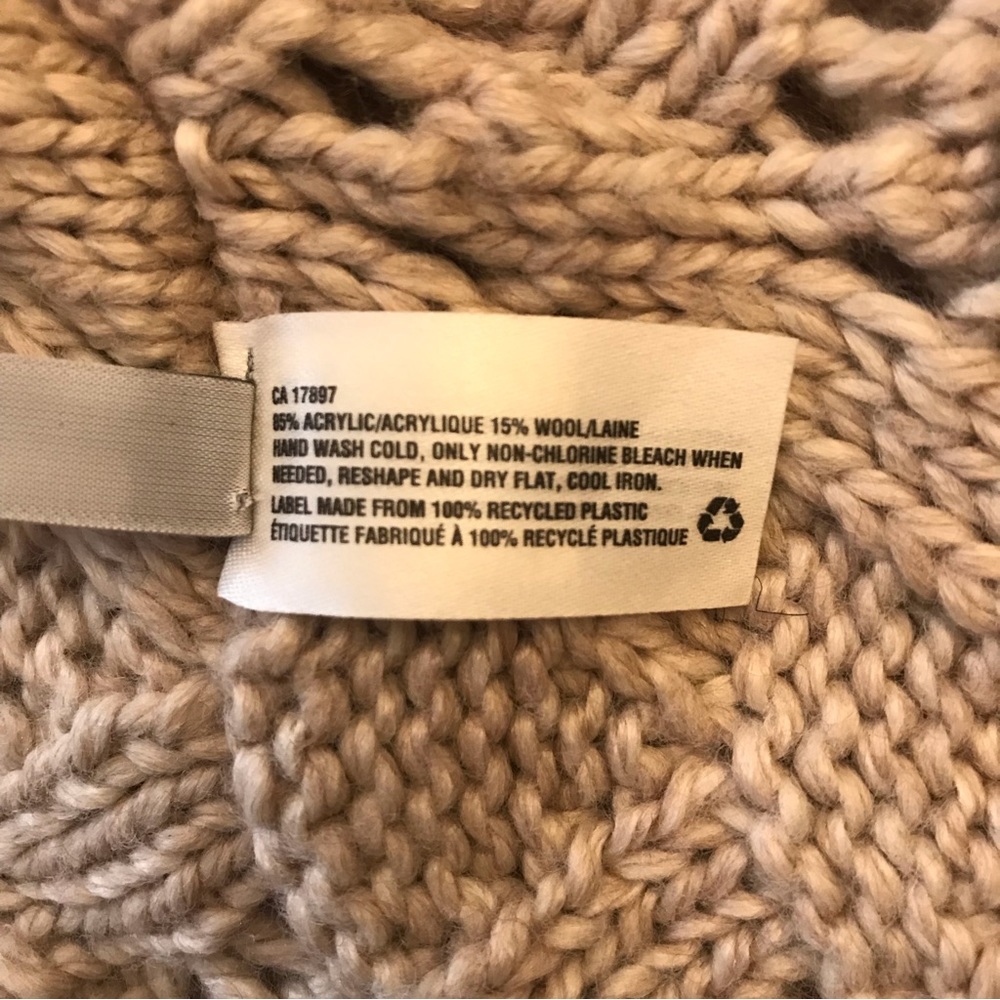 Gap Beige Chunky Knit Cowl Infinity Scarf One Size 15 Percent Wool - Picture 4 of 6